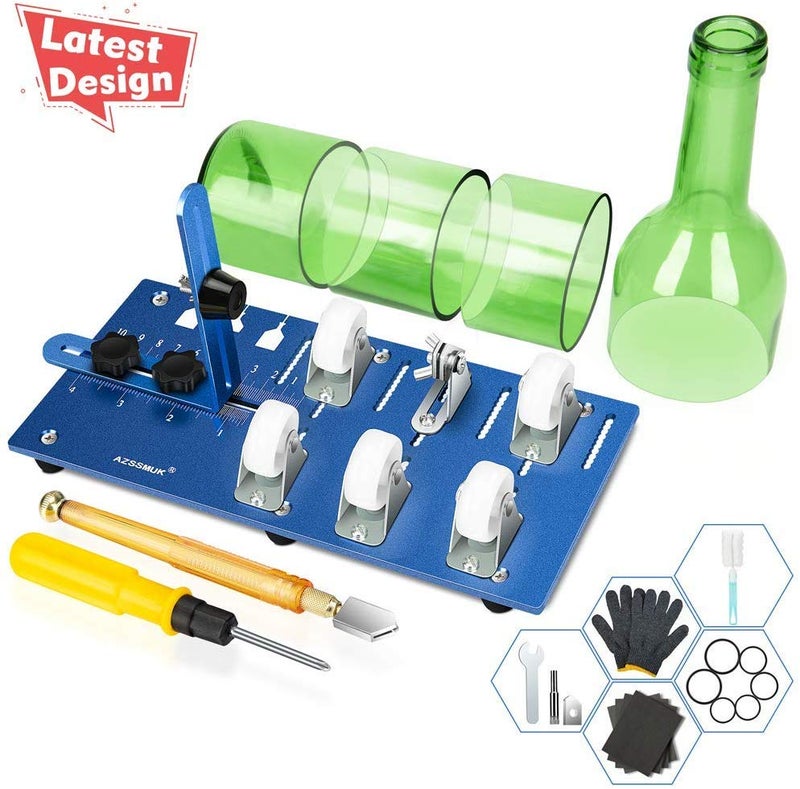 AZSSMUK Glass Bottle Cutter Upgraded Bottle Cutting Machine for Cutting Round, Oval Bottles, Home Craft DIY Glass Cutter Bundle Tools for Cutting Wine, Beer, Whiskey, Champagne - Complete Accessories Tool Kit - Image 1